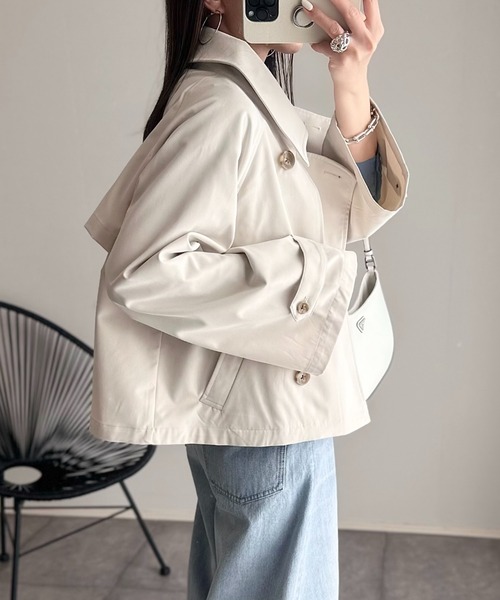 Ada.（エイダ）の「ショート トレンチコート（トレンチコート・レディース・アイボリー/ライトカーキ/ベージュ/ネイビー/ブラック・FREE）」の8枚目の写真