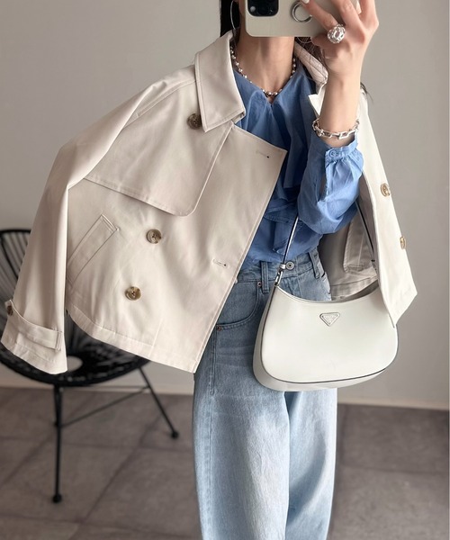 Ada.（エイダ）の「ショート トレンチコート（トレンチコート・レディース・アイボリー/ライトカーキ/ベージュ/ネイビー/ブラック・FREE）」の9枚目の写真