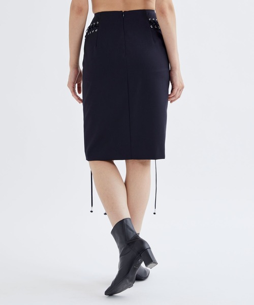JOHN LAWRENCE SULLIVAN(ジョンローレンスサリバン)の「【JOHN LAWRENCE SULLIVAN/ジョンローレンスサリバン】WOOL GABARDINE LACE-UP SKIRT/ウールギャバジンレースアップスカート(スカート・レディース・ネイビー・XS)」の5枚目の写真