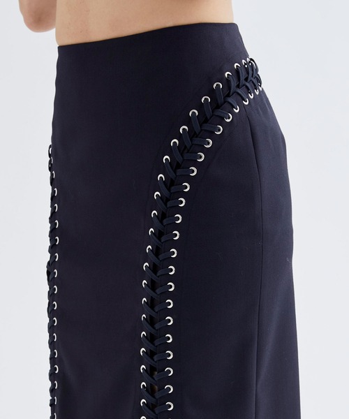 JOHN LAWRENCE SULLIVAN(ジョンローレンスサリバン)の「【JOHN LAWRENCE SULLIVAN/ジョンローレンスサリバン】WOOL GABARDINE LACE-UP SKIRT/ウールギャバジンレースアップスカート(スカート・レディース・ネイビー・XS)」の7枚目の写真