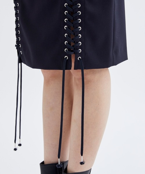 JOHN LAWRENCE SULLIVAN(ジョンローレンスサリバン)の「【JOHN LAWRENCE SULLIVAN/ジョンローレンスサリバン】WOOL GABARDINE LACE-UP SKIRT/ウールギャバジンレースアップスカート(スカート・レディース・ネイビー・XS)」の9枚目の写真