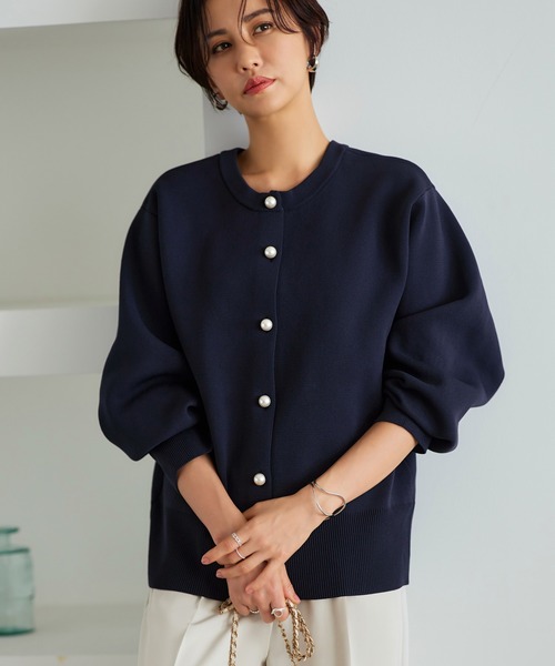 23SS Rene ルネ　フーディーカーディガン　パール　エンブレム刺繍　現行 23SS Rene ルネ フーディーカーディガン パール エンブレム刺繍