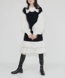 A de a.v.v | チュールドッキングバイカラーメローニットワンピース(ワンピース)