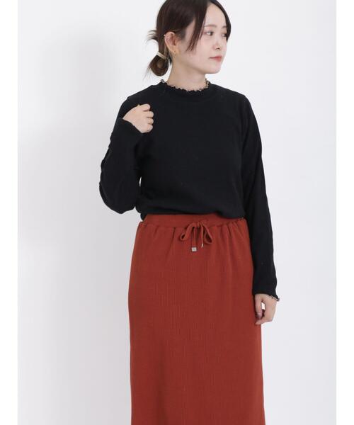 Samansa Mos2（サマンサ モスモス）の「テレコリブ配色メローハイネックカットソー（Tシャツ/カットソー・レディース・グレー/キナリ/ベージュ/ブラック・F）」の2枚目の写真