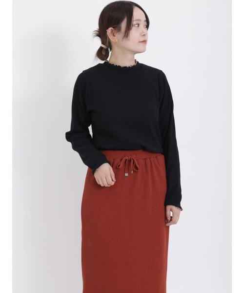 Samansa Mos2（サマンサ モスモス）の「テレコリブ配色メローハイネックカットソー（Tシャツ/カットソー・レディース・グレー/キナリ/ベージュ/ブラック・F）」の6枚目の写真