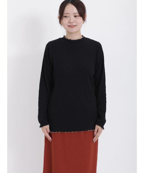 Samansa Mos2（サマンサ モスモス）の「テレコリブ配色メローハイネックカットソー（Tシャツ/カットソー・レディース・グレー/キナリ/ベージュ/ブラック・F）」の17枚目の写真