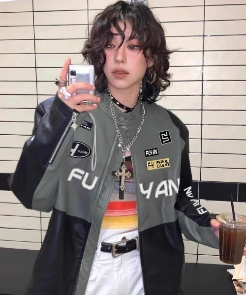 ROOPTOKYO（ループトウキョウ）の「▲フェイクレザー レーシング ライダースジャケット（ライダースジャケット・メンズ・ブラック/ブラウン・2XL/L/XL）」の3枚目の写真