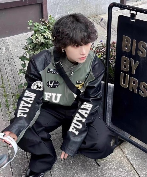 ROOPTOKYO（ループトウキョウ）の「▲フェイクレザー レーシング ライダースジャケット（ライダースジャケット・メンズ・ブラック/ブラウン・2XL/L/XL）」の5枚目の写真