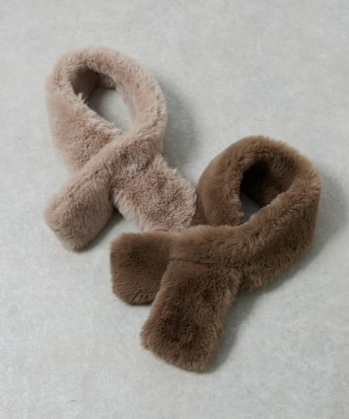 un dix cors（アンディコール）の「差し込みフェイクファーミニティペット（マフラー・レディース・モカ/ベージュ・FREE）」の15枚目の写真