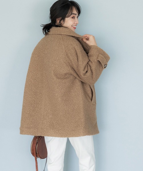 セール】プードルボアAラインコート（ステンカラーコート）｜coca