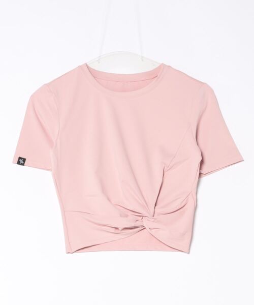 XEXYMIX(ゼクシィミックス)の「【XEXYMIX】接触冷感&UV ネジリクロップド半袖Tシャツ(Tシャツ/カットソー・レディース・イエロー/チャコールグレー/ブラック/ピンク・M)」の1枚目の写真