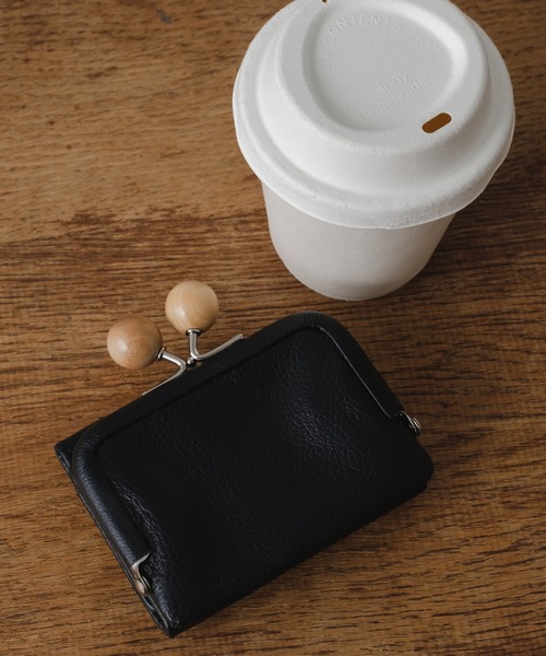 美品☆本革 ACTUALLY ウッドビーズ がま口 三つ折 財布 セール】ウッドビーズ がま口ミニ財布（財布）｜Actually