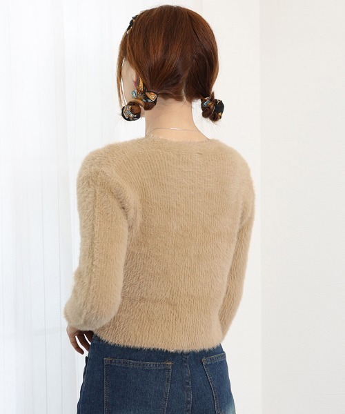 Miniministore(ミニミニストア)の「フェザーヤーンカーディガン ニットカーデ(カーディガン/ボレロ・レディース・ブルー/ピンク/ベージュ/アイボリー/ブラック・フリー)」の18枚目の写真