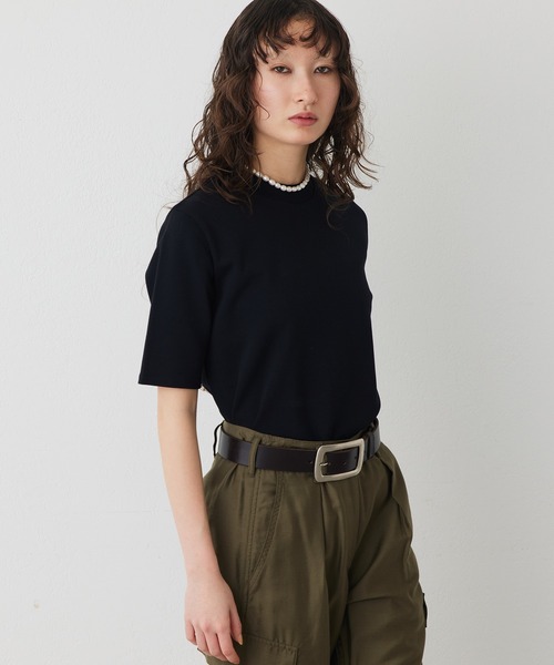 THE PAUSE(ザ ポーズ)の「【THE PAUSE】ボトルネックプルオーバー(Tシャツ/カットソー・レディース・オフホワイト/ブラック・FREE)」の1枚目の写真