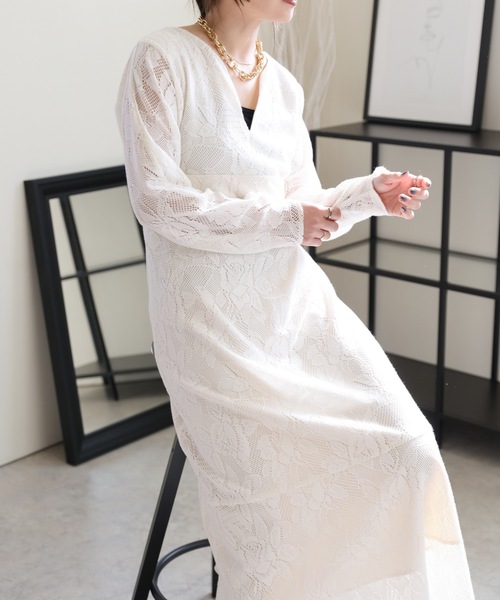 【即完売】belted velour frill onepiece オケージョン オケージョンワンピース＆レースブラウスセット｜Stola.（ストラ