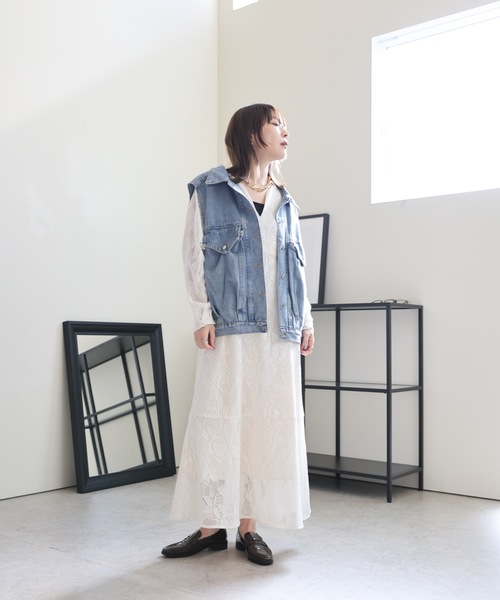 ULEULA(ウルア)の「深Vネックレースロングワンピース/オケージョン(ワンピース・レディース・アイボリー/ブラック・FREE)」の16枚目の写真