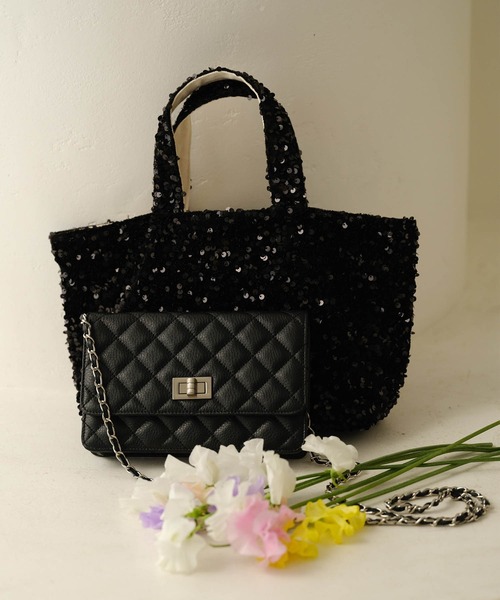 ZAKKA-BOX（ザッカボックス）の「きらきらトートバッグ（トートバッグ・レディース・ブラック/シルバー/シルバー系その他・FREE）」の6枚目の写真