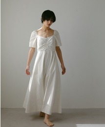 CASA FLINE | オープンショルダーハーフ袖コットンドレス(ワンピース)