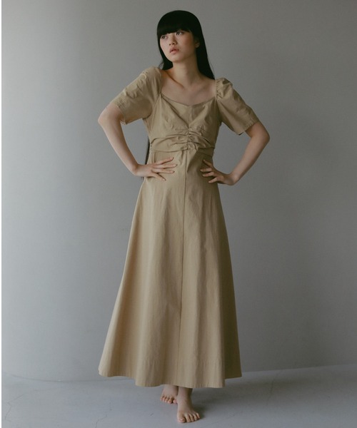 CASA FLINE（カーサフライン）の「オープンショルダーハーフ袖コットンドレス（ワンピース・レディース・ブラック/ベージュ/ホワイト・FREE）」の11枚目の写真