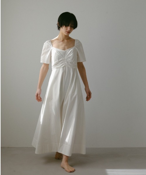 CASA FLINE（カーサフライン）の「オープンショルダーハーフ袖コットンドレス（ワンピース・レディース・ブラック/ベージュ/ホワイト・FREE）」の6枚目の写真