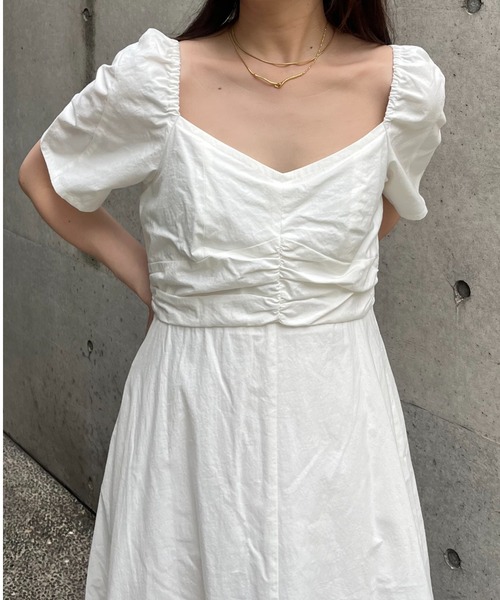 CASA FLINE（カーサフライン）の「オープンショルダーハーフ袖コットンドレス（ワンピース・レディース・ブラック/ベージュ/ホワイト・FREE）」の15枚目の写真