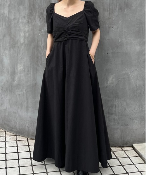 CASA FLINE（カーサフライン）の「オープンショルダーハーフ袖コットンドレス（ワンピース・レディース・ブラック/ベージュ/ホワイト・FREE）」の18枚目の写真