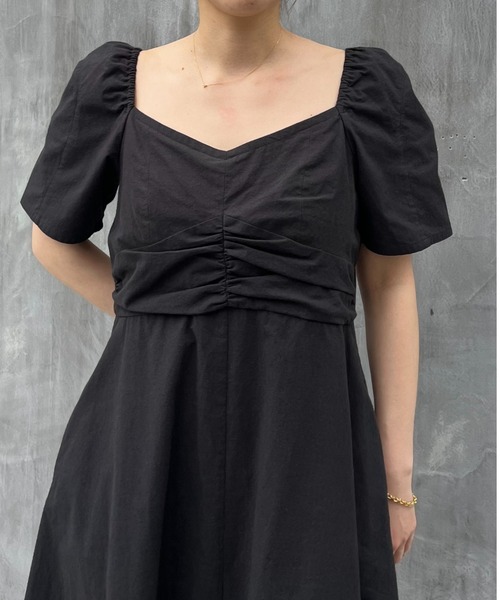 CASA FLINE（カーサフライン）の「オープンショルダーハーフ袖コットンドレス（ワンピース・レディース・ブラック/ベージュ/ホワイト・FREE）」の20枚目の写真