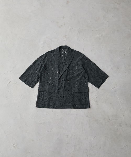 CLEL】Loose Cord Lace Short Sleeve Double Tailored Jacket