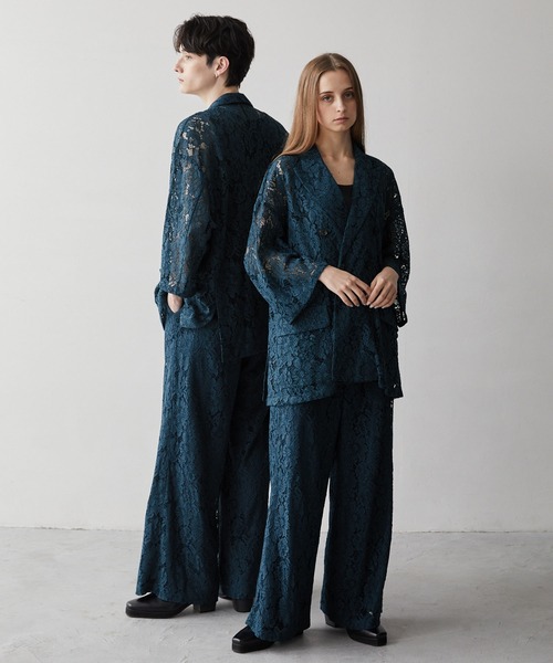 CLEL】Loose Cord Lace Short Sleeve Double Tailored Jacket