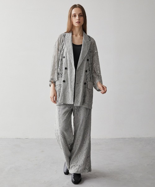 CLEL】Loose Cord Lace Short Sleeve Double Tailored Jacket