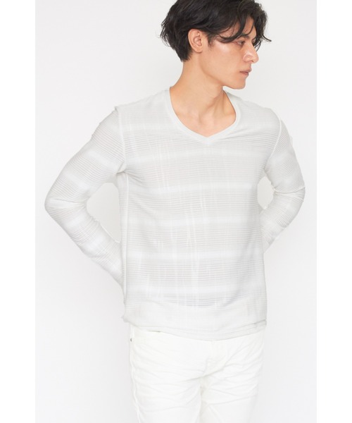 【セール】TORNADO MART∴ソーンエンボスランダムリップルVネック（Tシャツ/カットソー）｜TORNADO MART（トルネードマート）