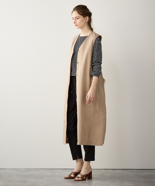 LE SOUK HOLIDAY(ルスークホリデー)の「ロングジレ(ノーカラージャケット・レディース・ブラック/ベージュ・L/M)」の10枚目の写真