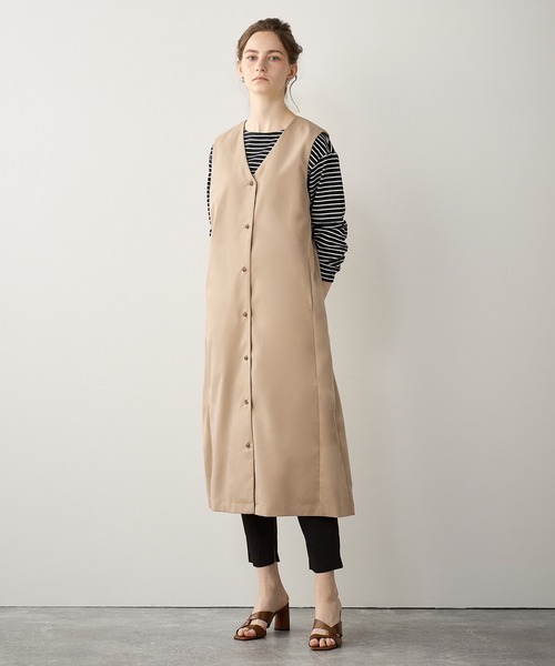 LE SOUK HOLIDAY(ルスークホリデー)の「ロングジレ(ノーカラージャケット・レディース・ブラック/ベージュ・L/M)」の12枚目の写真