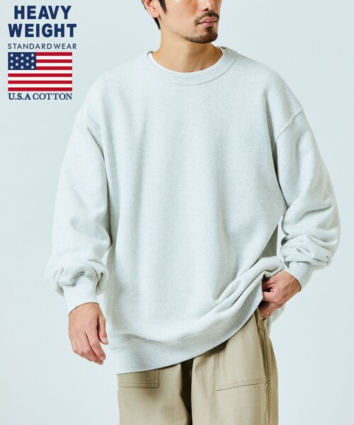 FREAK'S STORE（フリークスストア）の「FREAK’S STORE/フリークスストア 15oz HEAVY WEIGHT CREW NECK SWT/15オンス ヘビーウェイト クルーネックスウェット/24SS/リラックスフィット/USAコットン（スウェット・メンズ・ライトグレー/ベージュ/ピンク/チャコールグレー・LARGE/SMALL/MEDIUM）」の21枚目の写真