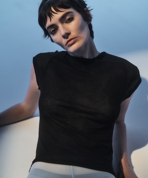 IRIS47(イリスフォーセブン)の「【IRIS 47】sheer capsleeve tops dress17(Tシャツ/カットソー・レディース・グリーン/ホワイト/ベージュ/ブラック・FREE)」の9枚目の写真
