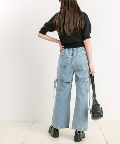 OLIVE des OLIVE(オリーブデオリーブ)の「アソートジャガード半袖ニット 1041050170(ニット/セーター・レディース・ブラック/ピンク/オフホワイト・FREE)」の6枚目の写真
