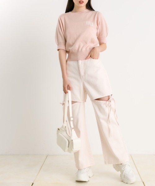 OLIVE des OLIVE(オリーブデオリーブ)の「アソートジャガード半袖ニット 1041050170(ニット/セーター・レディース・ブラック/ピンク/オフホワイト・FREE)」の12枚目の写真