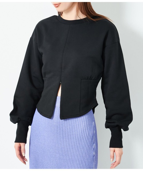 Settimissimo（セッティミッシモ）の「裏毛 2WAY コルセット風 プルオーバー 長袖（スウェット・レディース・ブラック/グレー・FREE）」の2枚目の写真