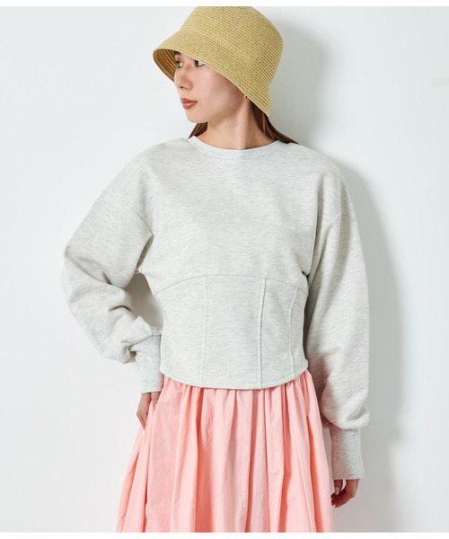 Settimissimo（セッティミッシモ）の「裏毛 2WAY コルセット風 プルオーバー 長袖（スウェット・レディース・ブラック/グレー・FREE）」の5枚目の写真