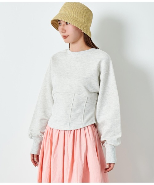 Settimissimo（セッティミッシモ）の「裏毛 2WAY コルセット風 プルオーバー 長袖（スウェット・レディース・ブラック/グレー・FREE）」の7枚目の写真