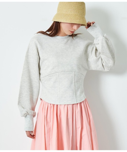 Settimissimo（セッティミッシモ）の「裏毛 2WAY コルセット風 プルオーバー 長袖（スウェット・レディース・ブラック/グレー・FREE）」の4枚目の写真