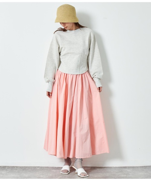 Settimissimo（セッティミッシモ）の「裏毛 2WAY コルセット風 プルオーバー 長袖（スウェット・レディース・ブラック/グレー・FREE）」の10枚目の写真