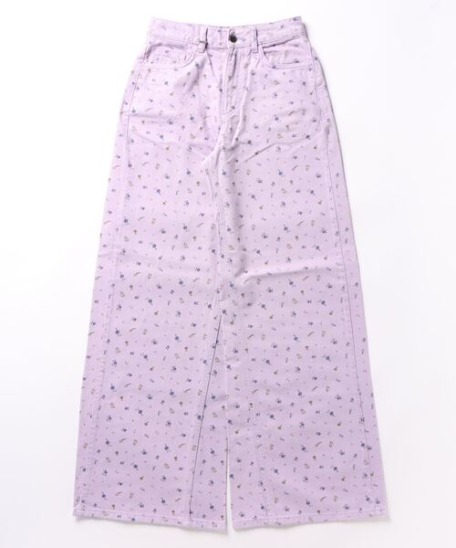 BENETTON (UNITED COLORS OF BENETTON)（ベネトンユナイテッドカラーズオブベネトン）の「総柄プリント5ポケットハイウエストワイドデニムパンツ（デニムパンツ・レディース・アイボリー/ラベンダー/ネイビー・25inch/26inch/27inch/28inch/29inch）」の9枚目の写真