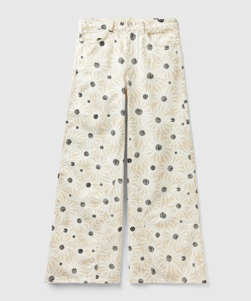 BENETTON (UNITED COLORS OF BENETTON)（ベネトンユナイテッドカラーズオブベネトン）の「総柄プリント5ポケットハイウエストワイドデニムパンツ（デニムパンツ・レディース・アイボリー/ラベンダー/ネイビー・25inch/26inch/27inch/28inch/29inch）」の12枚目の写真