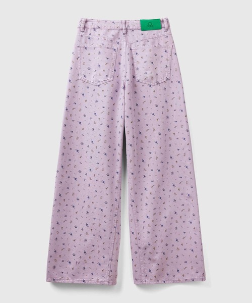 BENETTON (UNITED COLORS OF BENETTON)（ベネトンユナイテッドカラーズオブベネトン）の「総柄プリント5ポケットハイウエストワイドデニムパンツ（デニムパンツ・レディース・アイボリー/ラベンダー/ネイビー・25inch/26inch/27inch/28inch/29inch）」の5枚目の写真