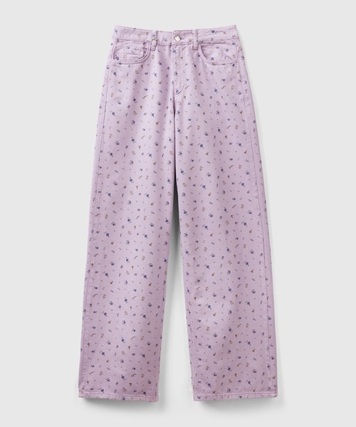 BENETTON (UNITED COLORS OF BENETTON)（ベネトンユナイテッドカラーズオブベネトン）の「総柄プリント5ポケットハイウエストワイドデニムパンツ（デニムパンツ・レディース・アイボリー/ラベンダー/ネイビー・25inch/26inch/27inch/28inch/29inch）」の6枚目の写真