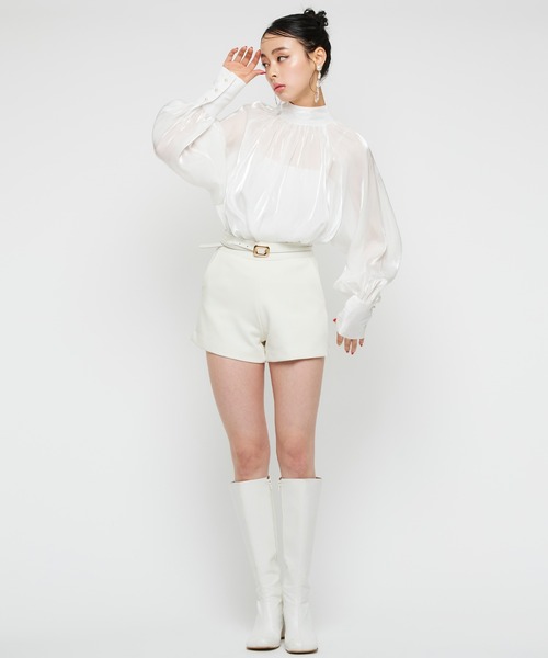 Narcissus（ナルシス）の「【Narcissus】シフォンパールブラウス（シャツ/ブラウス・レディース・ホワイト/ブラック・FREE）」の3枚目の写真