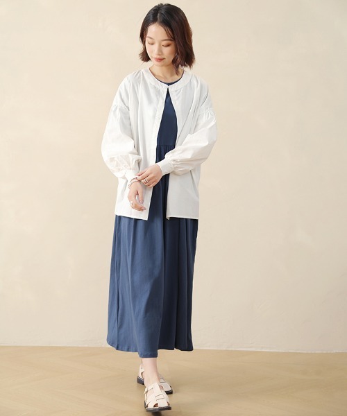 Doux Belle(ドゥーベル)の「コットン半袖ドロップショルダーロングマキシワンピース(ワンピース・レディース・ブルー系その他/ブラック/ベージュ/ライム/グリーン系その他・MEDIUM)」の17枚目の写真