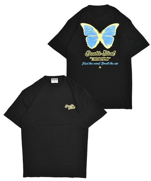 DOUBLE STEAL(ダブルスティール)の「バタフライ Tシャツ(Tシャツ/カットソー・メンズ・ブラック/ライトベージュ/ホワイト/ダークブラウン・MEDIUM/LARGE/X-LARGE/XX-LARGE)」の1枚目の写真