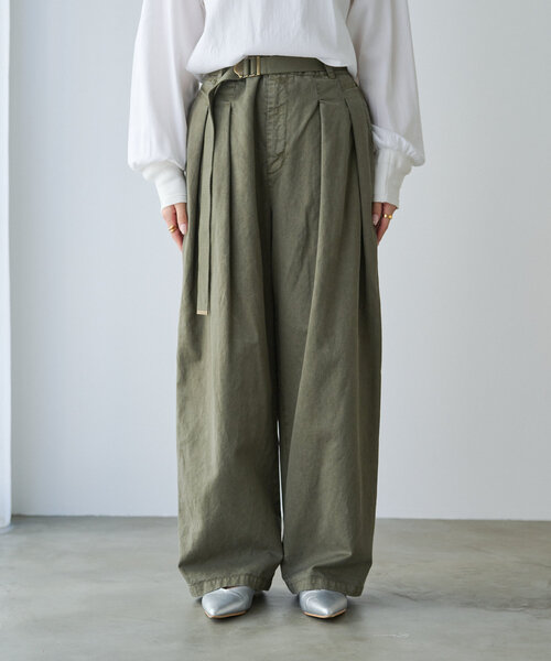 完売品✴︎ Pual ce cin ベルト付きタックパンツ ベルト付きタックパンツ（その他パンツ）｜PUAL CE CIN